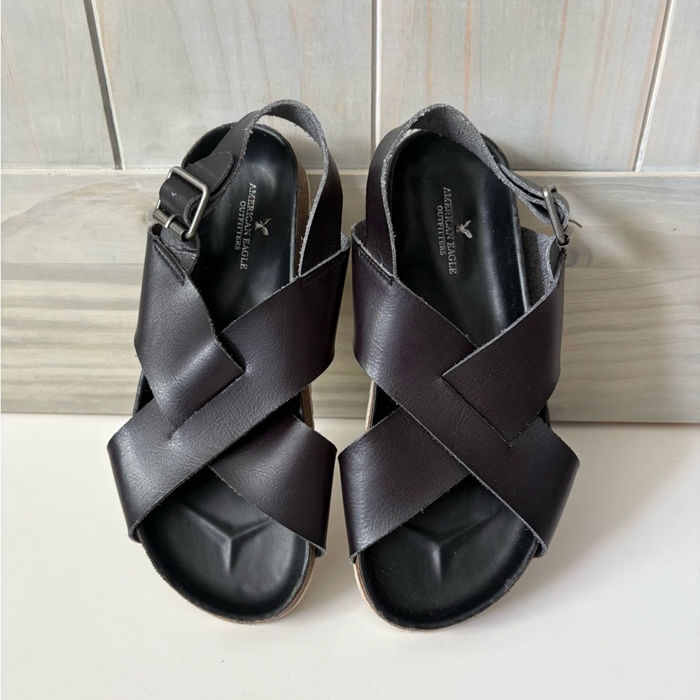 American Eagle Outfitters Black Leather Sandals